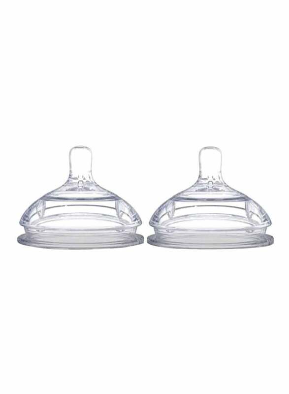Comotomo Fast Flow Natural Silicone Teat Nipples, 2 Piece, Clear