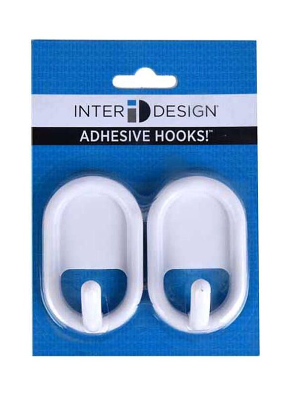 Interdesign Self Adhesive Hooks Set, 2 Pieces, White