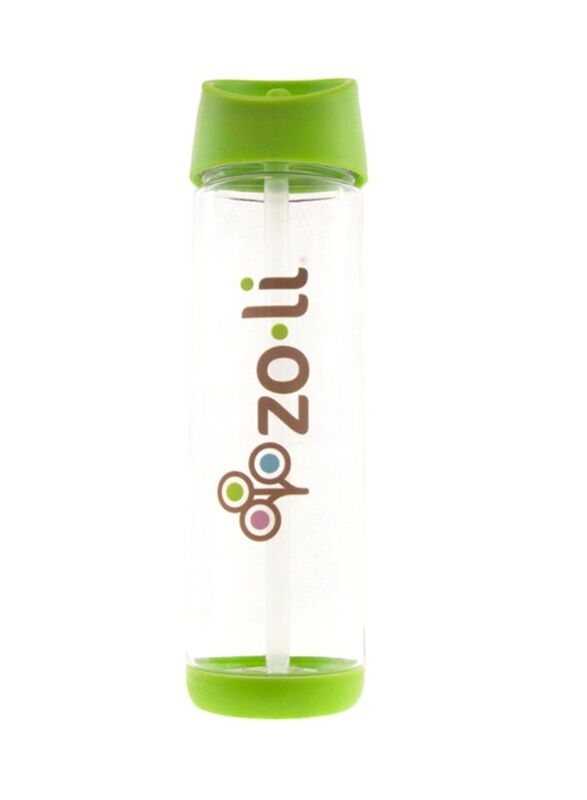 Zoli 530ml Pip Straw Water Bottle, Clear/Green