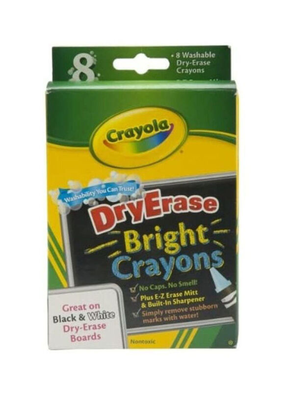 Crayola Dry-Erase Bright Crayons, 8-Pieces, Multicolour