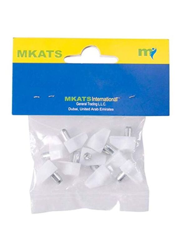 Mkats Shelf Support Pin, 10 Piece, White