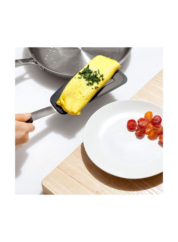 OXO Silicone Flexible Omelet Turner, Black/Silver