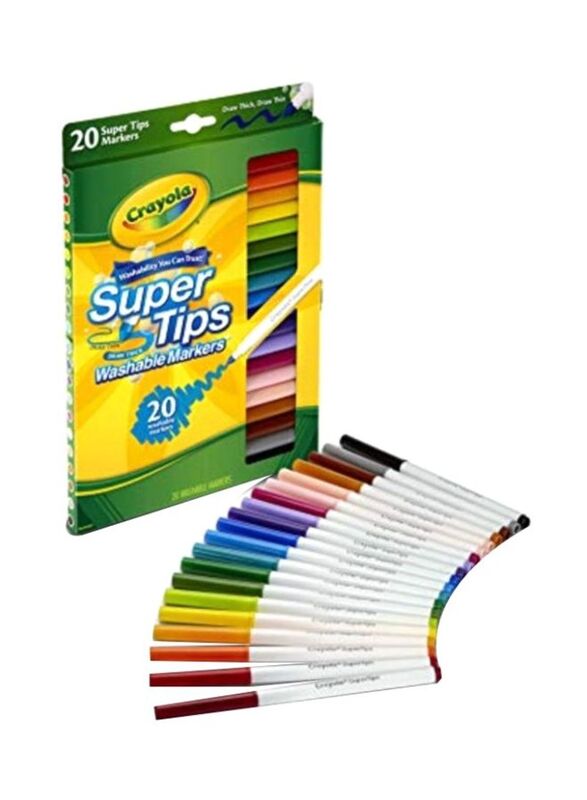 Crayola 20-Piece Super Tips Washable Markers, Multicolour