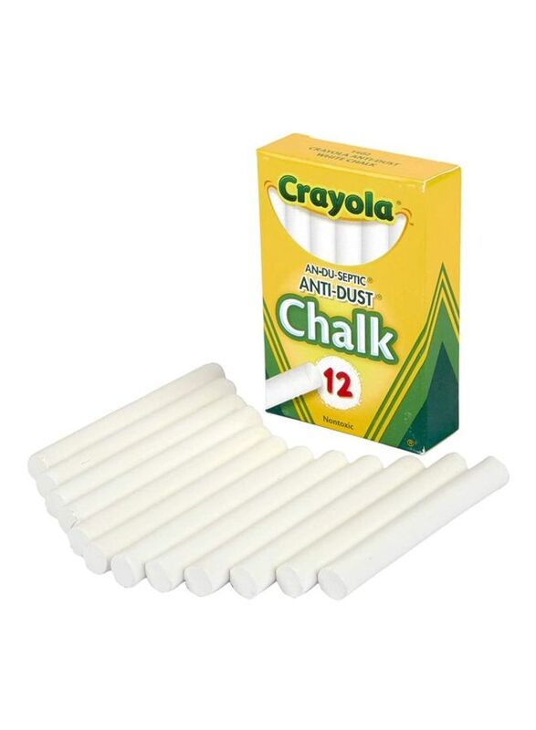 Crayola 12-Piece Anti Dust Chalk Set, White