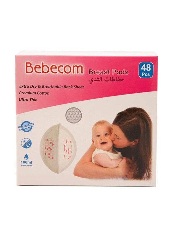 

Bebecom Ultra Thin Brest Pads, 48 Pieces, White