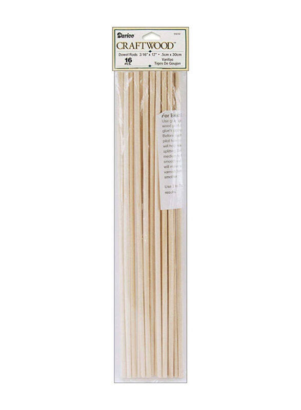 

Darice Unfinished Wood Dowel Rod, 16 Pieces, Beige