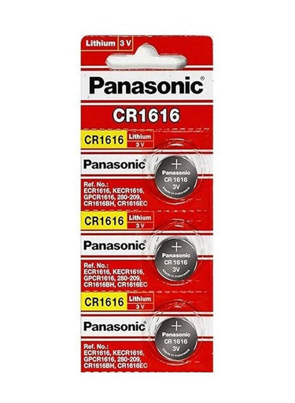 

Panasonic CR1616 Lithium 3V Coin Battery, 3 Pieces, Silver