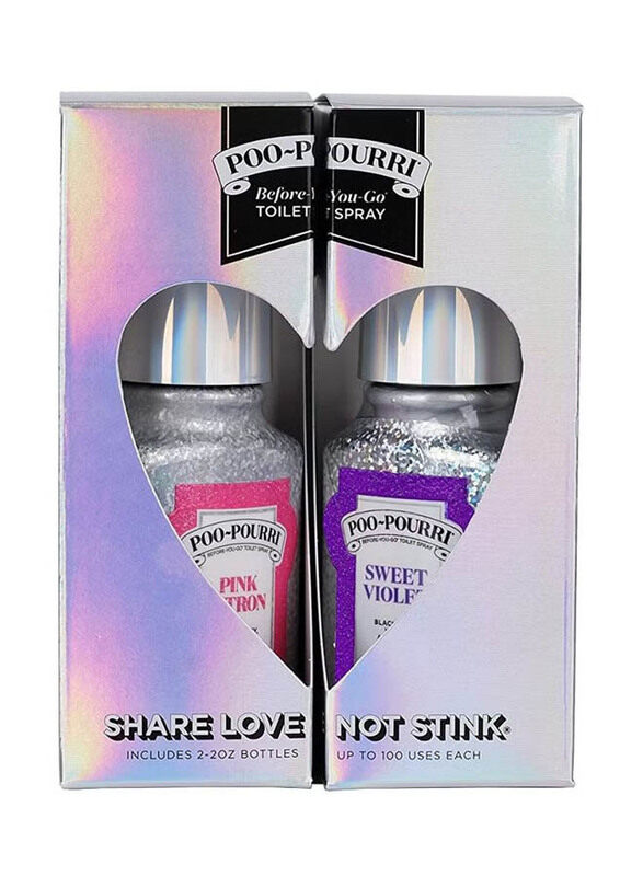 

Poo-Pourri Share Love Not Stink Glitter Toilet Spray Set, 2 x 2oz, Silver