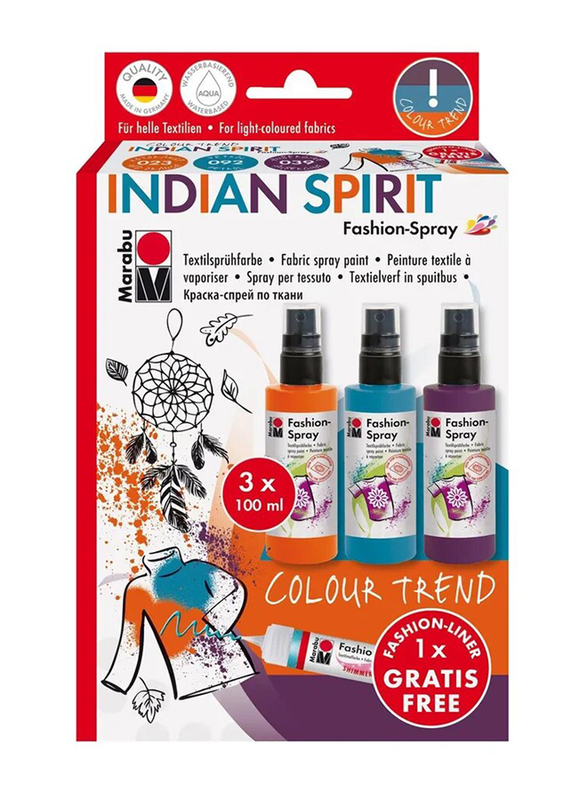 Marabu Indian Spirit Fashion Spray, 3 x 100ml, Multicolour