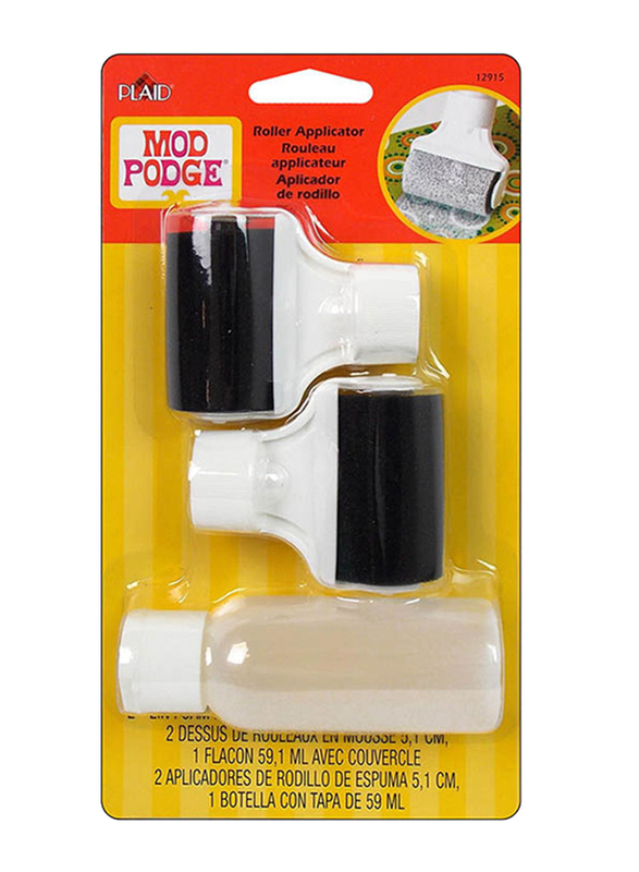 Plaid Mod Podge Roller Top with Bottle, 2 Piece, White/Black