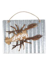 Living Space Wooden Lobster Design Wall Decor, Beige/White