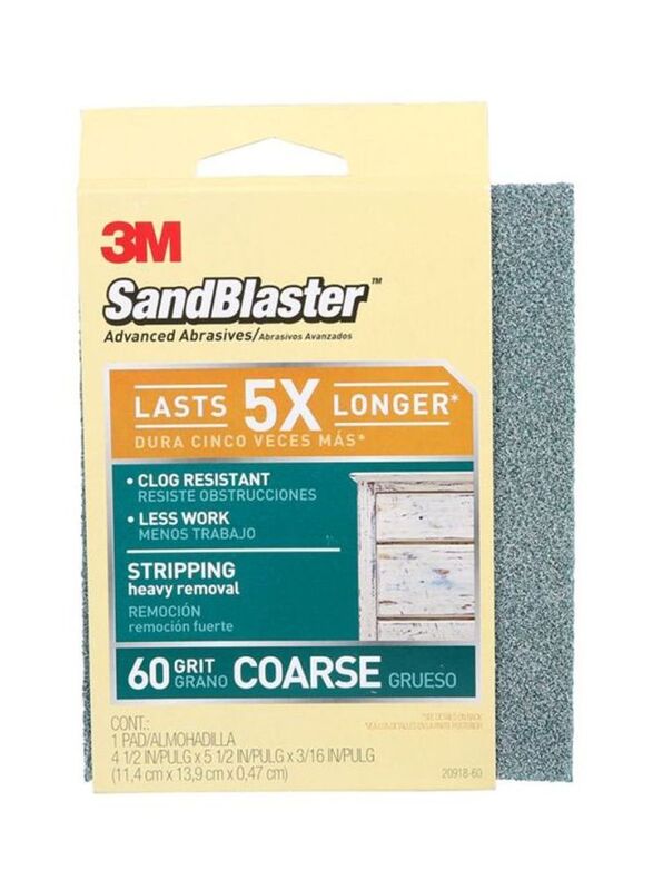 

3M Sandblaster Sanding Coarse Pad, 60-Grit, 4.5 x 5.5 Inches, Grey