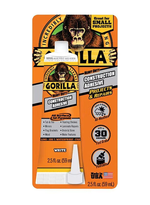 

Gorilla Heavy-Duty Construction Adhesive Tube, 59ml, Multicolour