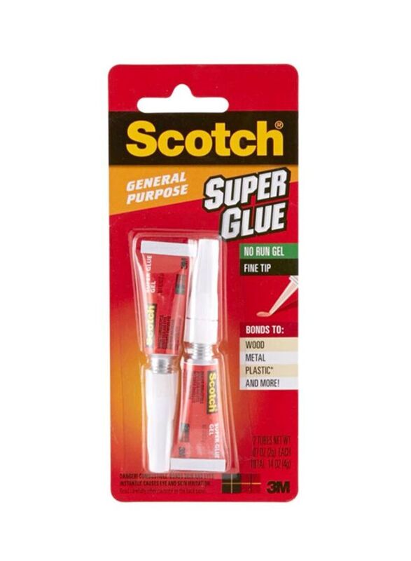 3M 2-Piece Scotch Super Glue Tube, Clear