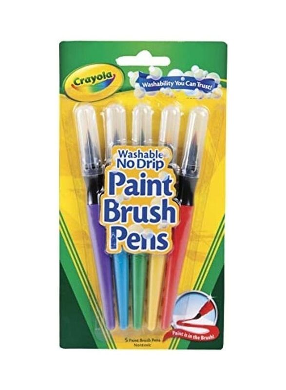 Crayola Washable No Drip Paint Brush Pens, 5 Pieces, Multicolour