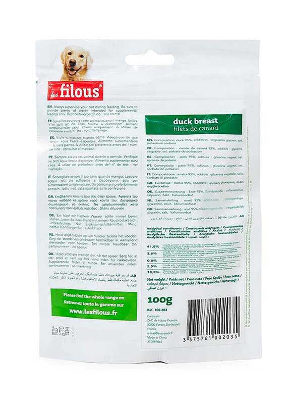 Les filous Duck Breast Snack Dog Wet Food, 100g