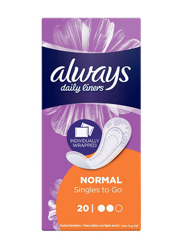 

Always Daily Liners Individually Wrapped Pantyliners, 20 Pieces