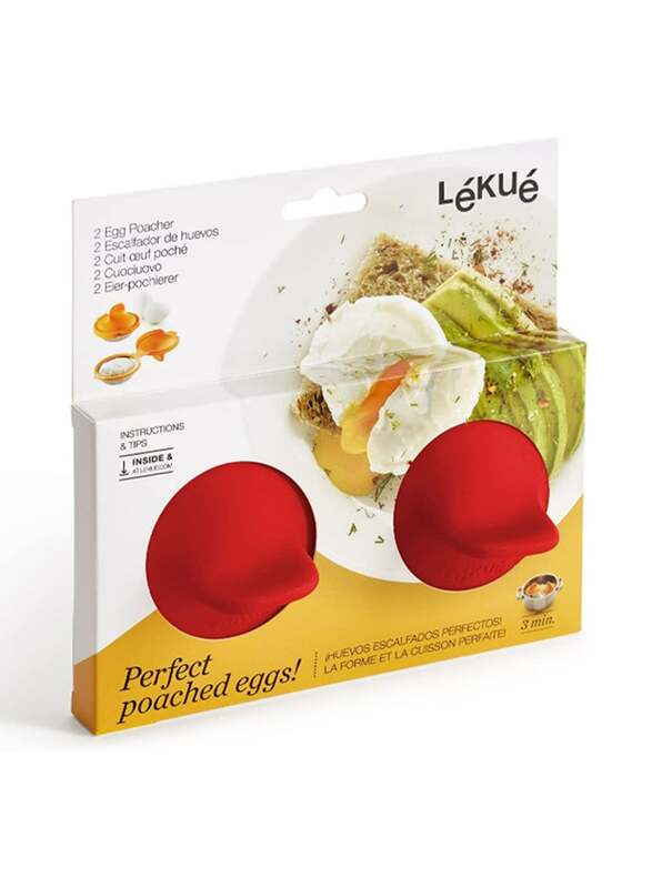 Lekue 2-Piece Silicone Egg Poacher Set, Red