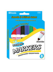 Bazic 8 Colour Broad Line Jumbo Washable Markers, Multicolour