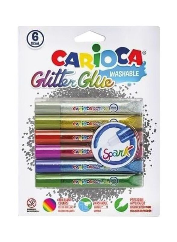 Carioca Washable Glitter Glue Tube Set, 6 Pieces, Multicolour