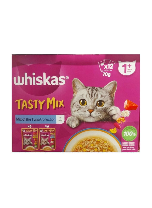 

Whiskas Tasty Mix Mix Of The Tuna Collection In Jelly Cats Wet Food, 12 x 70g