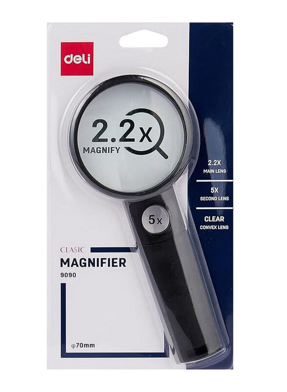 

Deli 70mm Diameter Magnifier Glass, Black/Clear