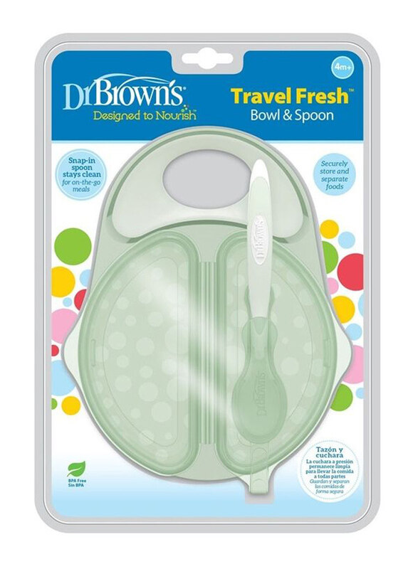 

Dr. Browns Travel Fresh Bowl and Snap In Spoon, Light Green