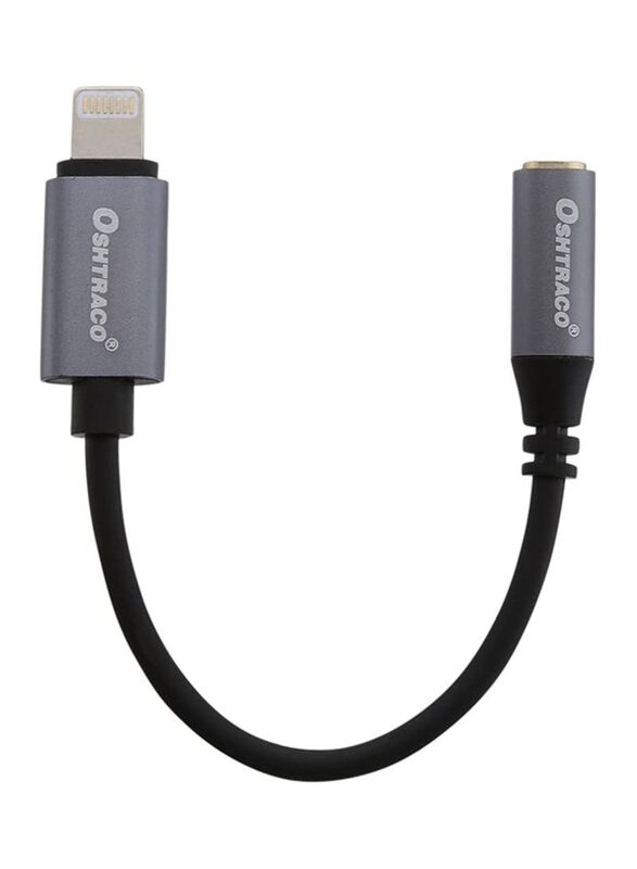 Oshtraco Lightning To 3.5mm Headphone Jack Adapter, Black, 12 Centimeters