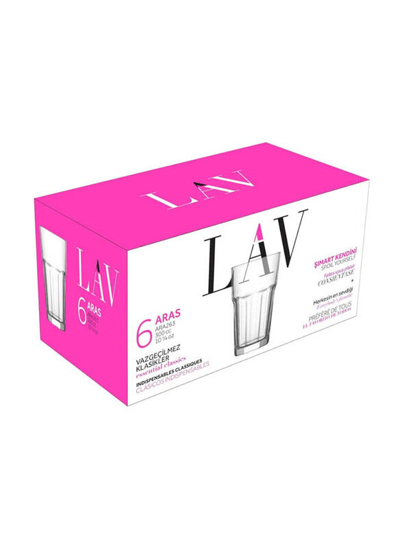 

Lav 300ml 6-Piece Aras Iced Tea Glasses, ARA263, Clear