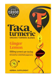 Taka Turmeric Organic Turmeric Blends Ginger Lemon Tea, 15 Tea Bags x 36g