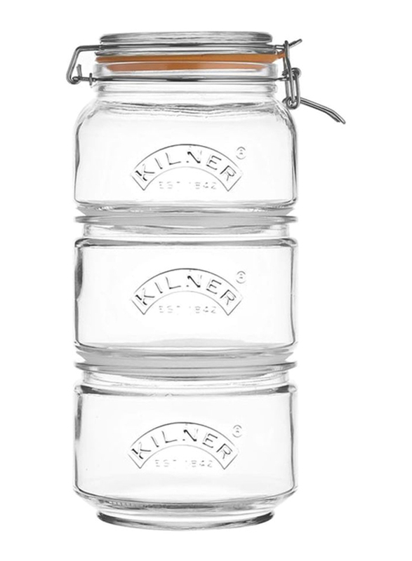 Kilner 3-Piece Stackable Storage Jar Set, Clear