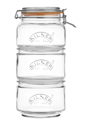 Kilner 3-Piece Stackable Storage Jar Set, Clear