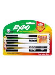 Expo Magnetic Dry Erase Markers, 4 Pieces, Black