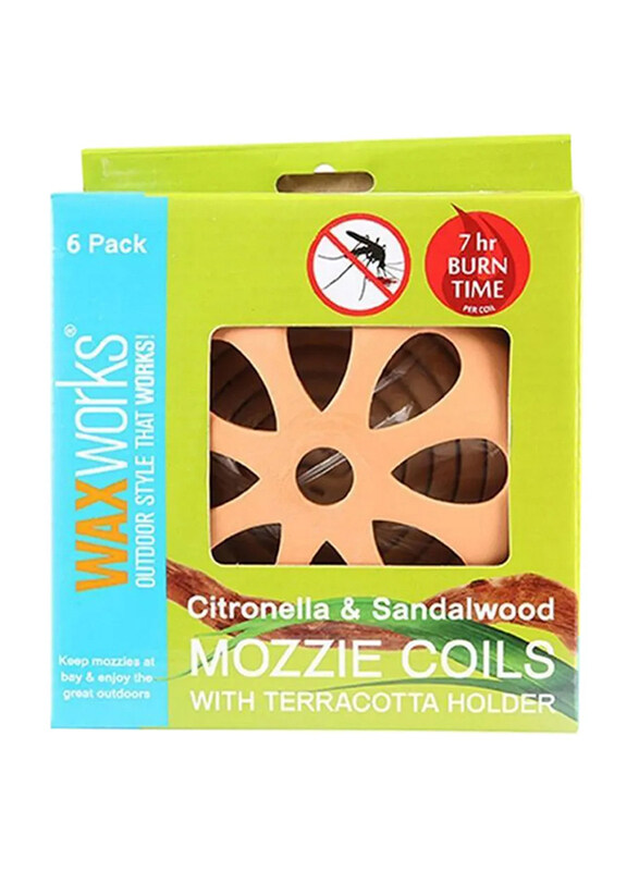

Waxworks Mozzie Coil With Terracotta Holder, Brown, 6 Pieces