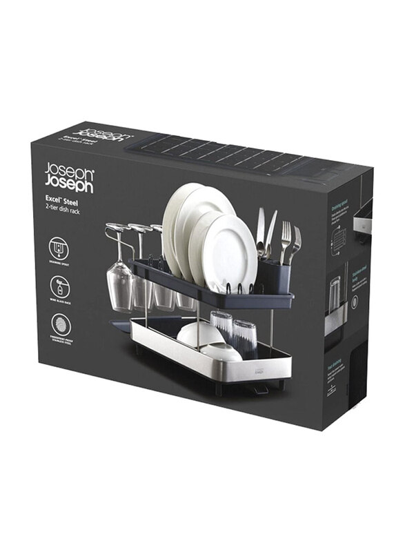 

Joseph Joseph Excel Steel 2 Tier Dish Rack, Black