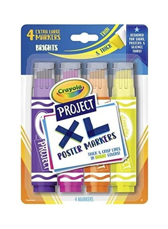 Crayola XL Poster Markers, 4 Pieces, Multicolour