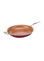 Red Copper Ceramic Fry Pan, Red/Brown/Silver