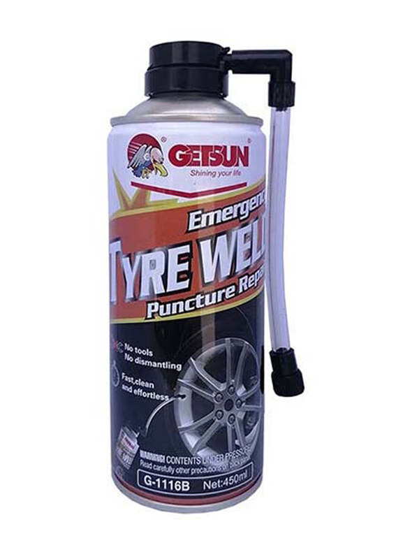 

Getsun 450ml Emergency Tyre Weld Puncture Repair, G-1116B, Black/White/ Red