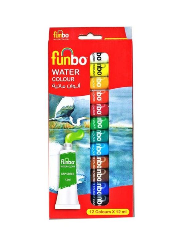 Funbo Water Colour Set, 12 Pieces, Multicolour