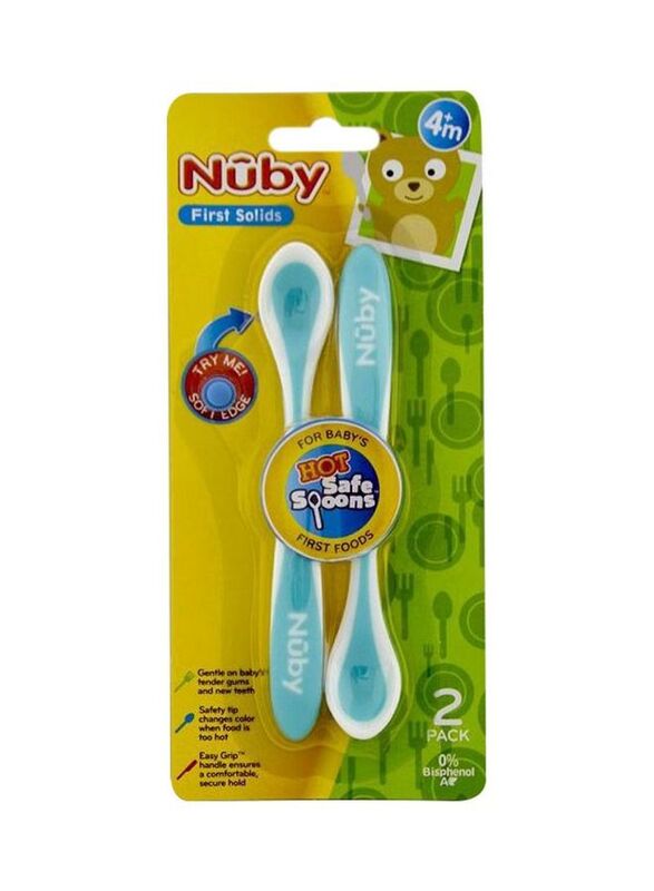 Nuby 2-Piece Hot Safe Spoon, Blue