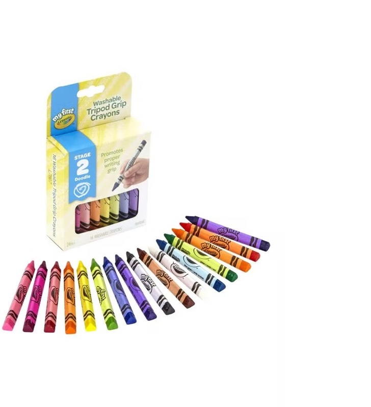 Crayola 16-Piece My First Washable Tripod Grip Crayons, Multicolour