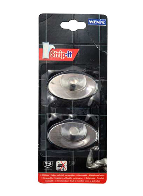 

Wenko 2-Piece Piceno Strip Wall Hook Set, Silver