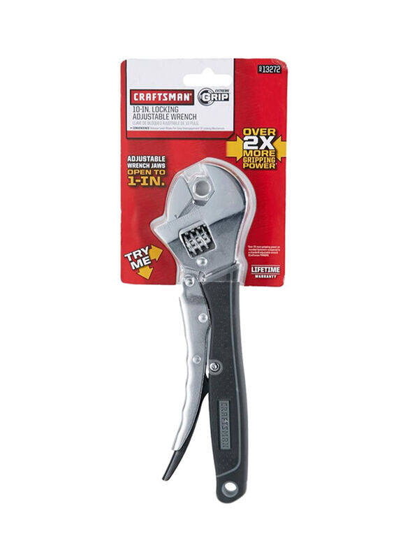 

Craftsman 10-inch Locking Adjustable Wrench, Silver/Black