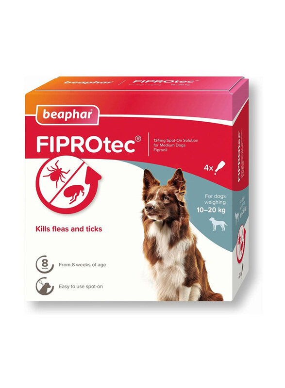 

Beaphar Fiprotec Spot-On For Medium Dog, 4 Pipettes, White