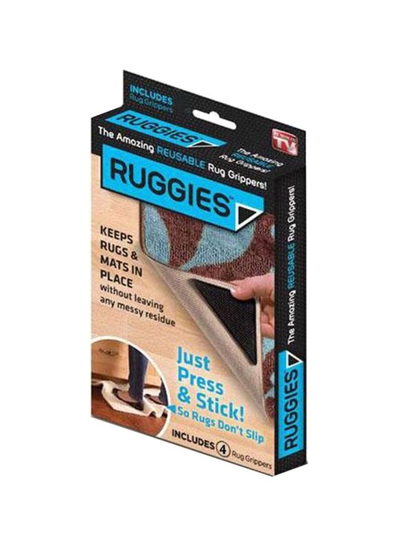 Ruggies Carpet Gripper Set, 4 Pieces, Black