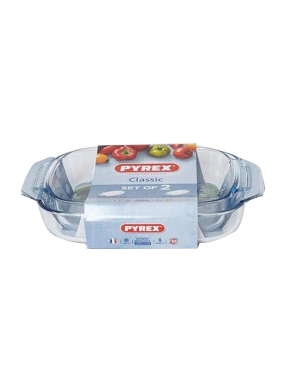 

Pyrex 2-Piece Glass Rectangle Roaster Set, Transparent