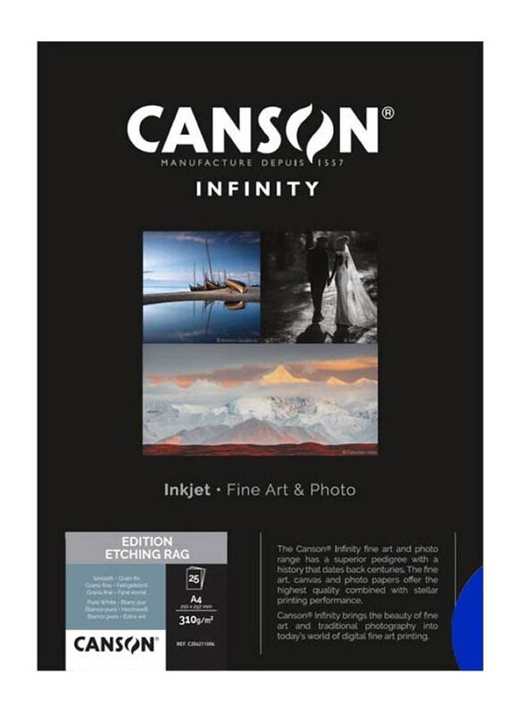 

Canson Infinity Edition Etching Rag Smooth Grain Fin, 25 Sheets, A4 Size