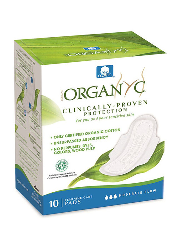 

Organyc White Wings Cotton Sanitary Pads, 10 Pieces