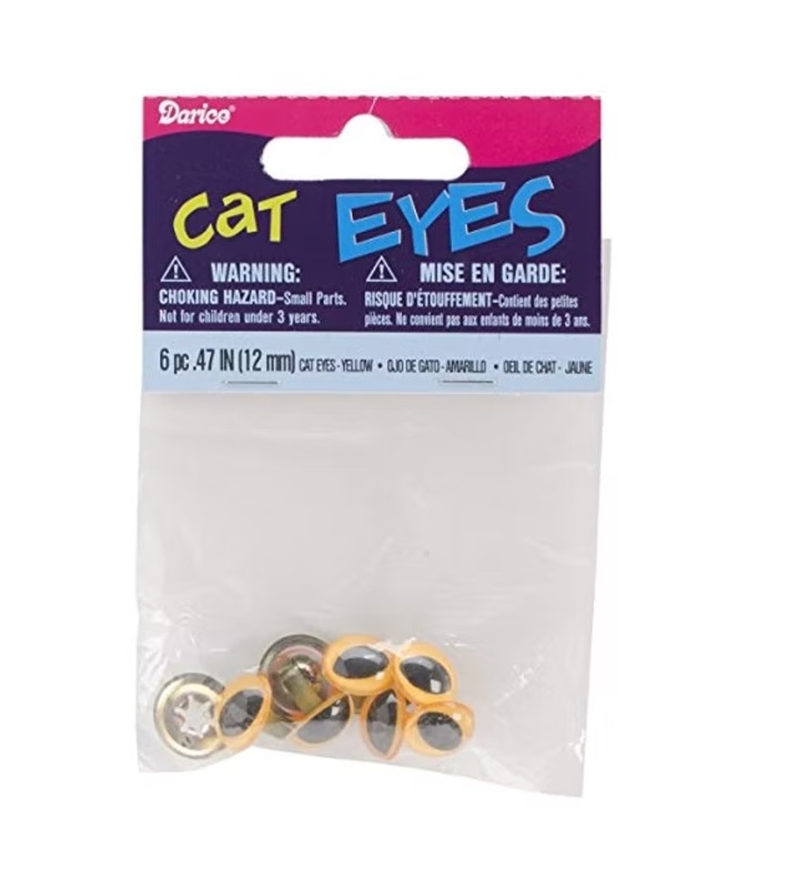 Darice 6-Piece Metal Washer Cat Eyes Kit, Yellow/Black