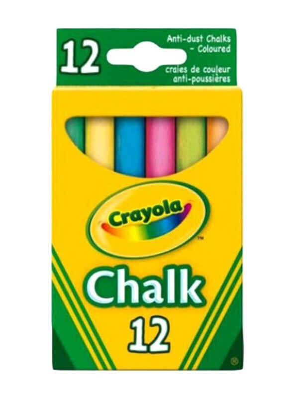 

Crayola 12-Piece Anti Dust Coloured Chalk, Blue/Pink/green